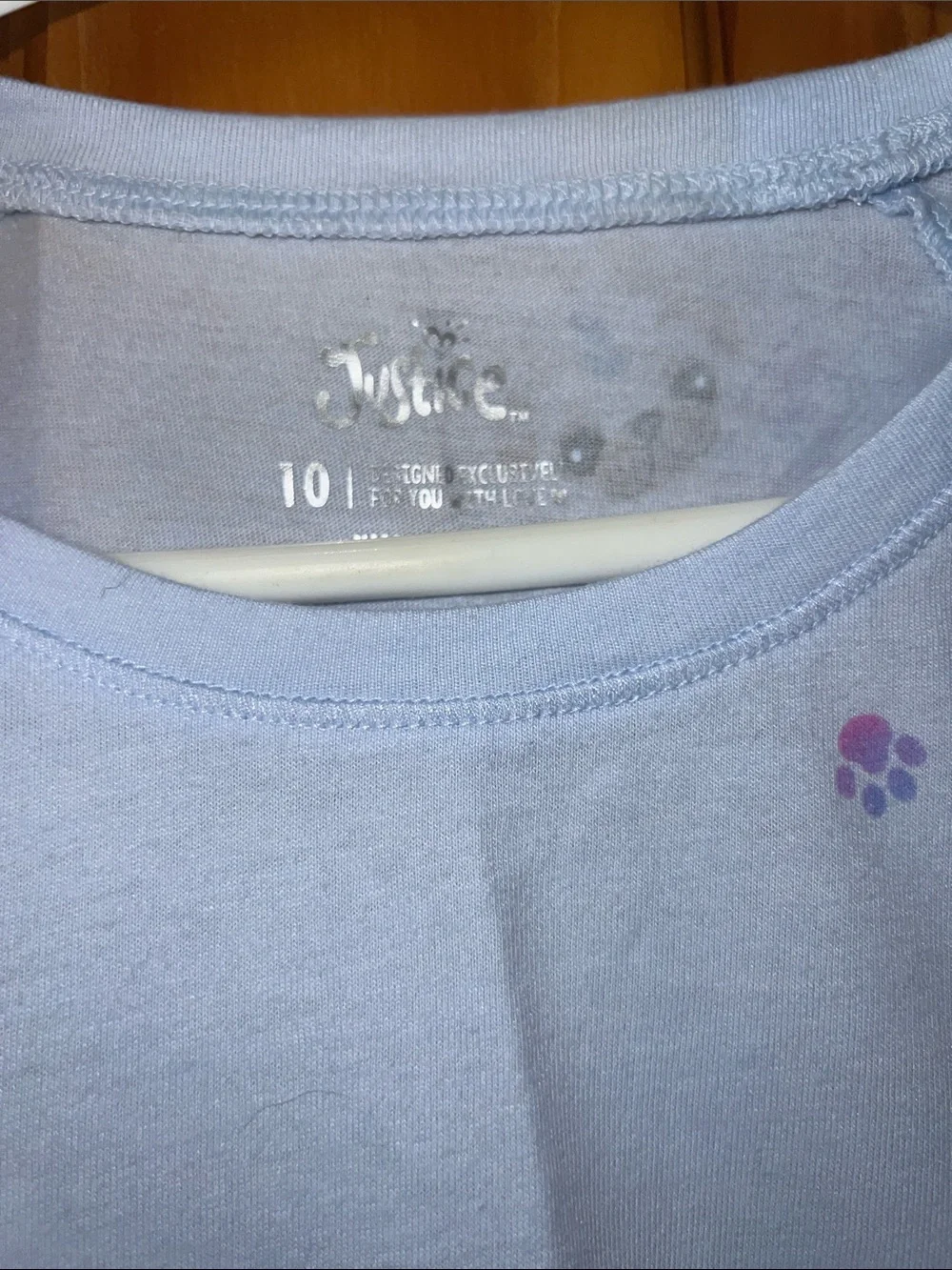 Justice Light Blue Long Sleeve Tee with Puppy and Wing Motif